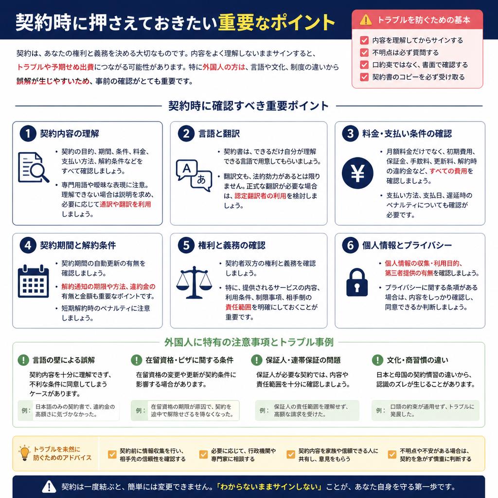 気をつけるべき契約ポイント