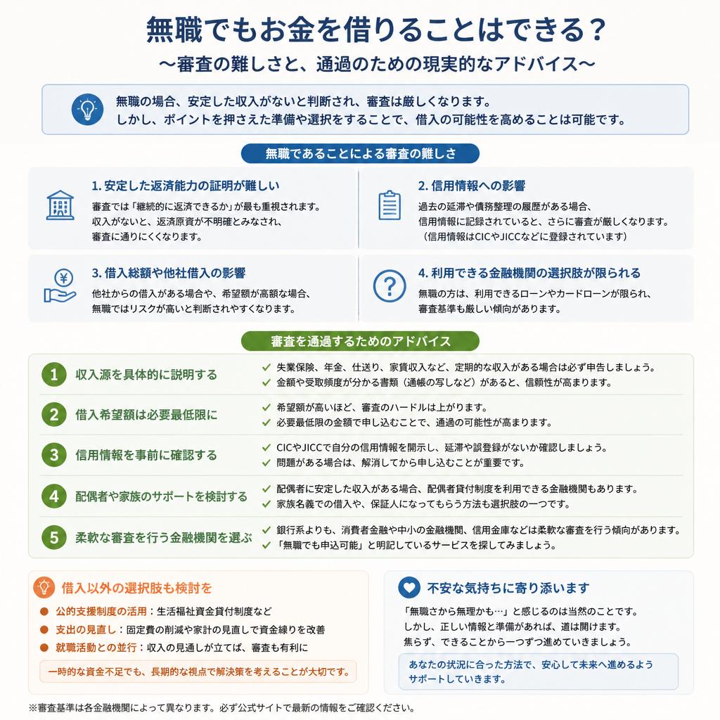 無職の方が審査を受ける際の注意点