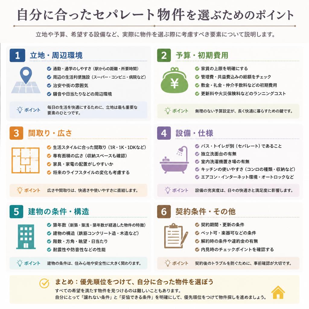 セパレート物件の選び方